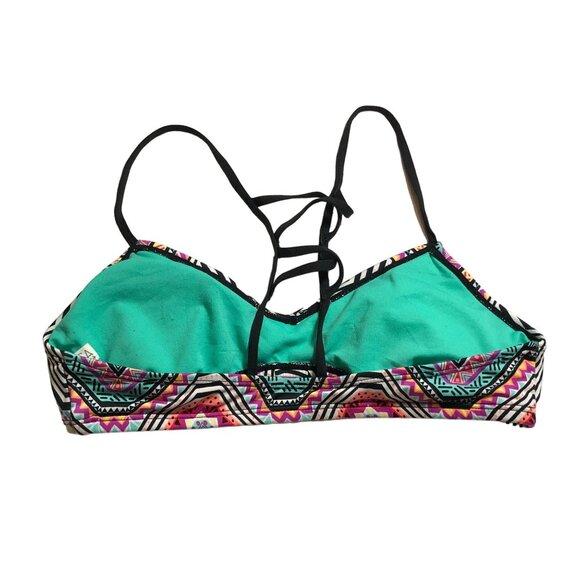 Amica Womens Geometric Strappy Bikini Top Removable Cups Multicolor Size M - Picture 2 of 3